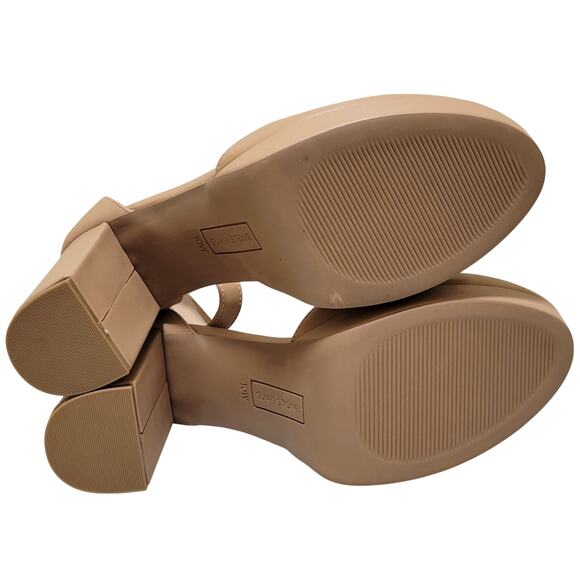 Sun + Stone Women Birdey Ankle Strap Platform High Heels Size US 10W Nude Smooth - Picture 3 of 4